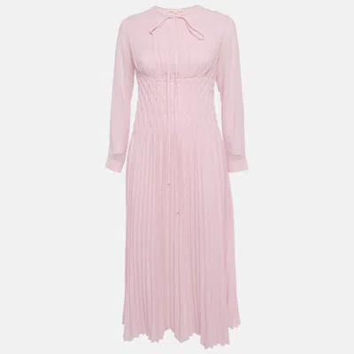 Pre-owned Maje Lilac Crepe Pleated Rocket Midi Dress S In Purple