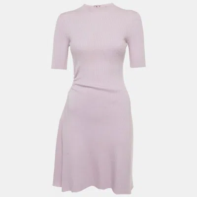 Maje Lilac Rib Knit Cut Out Detail Mini Dress In Purple