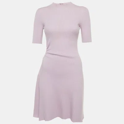 Pre-owned Maje Lilac Rib Knit Cut Out Detail Mini Dress S In Purple