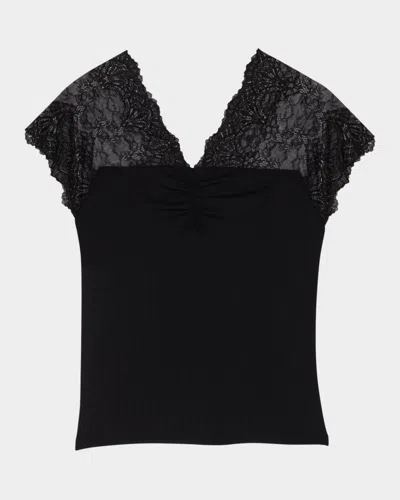 Maje Liliona Lingerie-style Jersey Top In Black