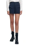Maje Lillie Flap Pocket Shorts In Navy