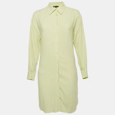 Pre-owned Maje Lime Green Crepe Button Front Layered Mini Dress S