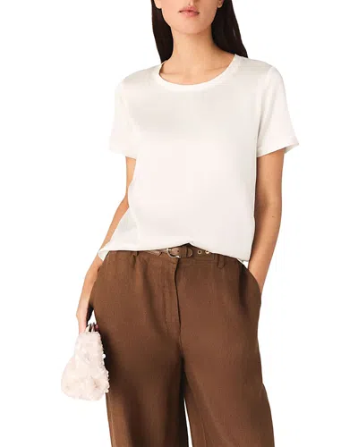 Maje Womens White Short-sleeved Stretch-silk Top