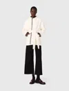 Maje Lined Coat With Contrasting Ribbon In White