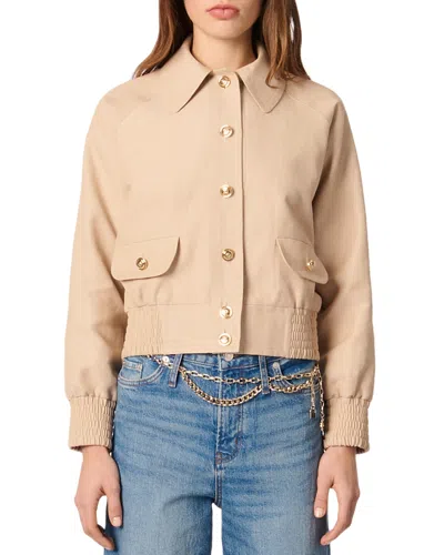 MAJE LINEN & COTTON BOMBER JACKET
