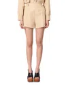 Maje Linen And Cotton Shorts With Darts In Beige