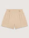 Maje Linen And Cotton Shorts With Darts In Beige
