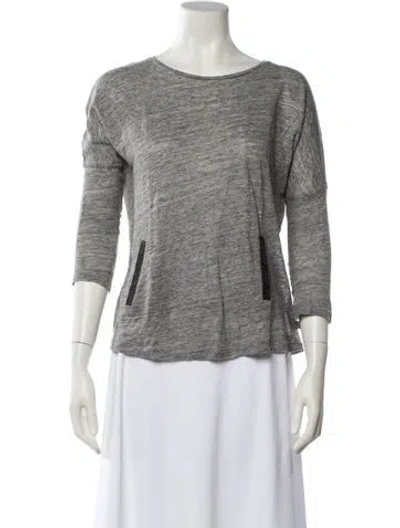Pre-owned Maje Linen Bateau Neckline T-shirt In Gray
