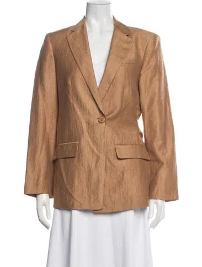 Pre-owned Maje Linen Blazer In Brown