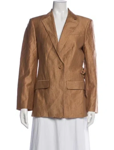 Pre-owned Maje Linen Blazer W/ Tags In Brown