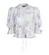 Maje Linen-blend Floral Blouse In Blue