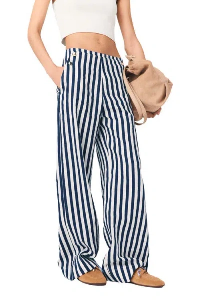 Maje Linen Blend Sailor Trousers In Multi