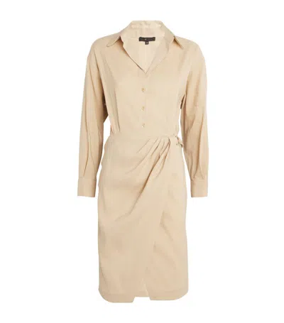 Maje Wraparound-style Shirt Dress In Beige