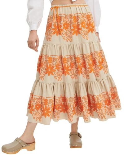 Maje Linen-blend Skirt In Multi