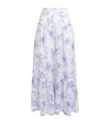 Maje Linen-blend Watercolour Maxi Skirt In Blue
