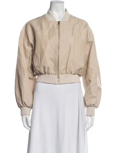 Pre-owned Maje Linen Bomber Jacket In Neutral