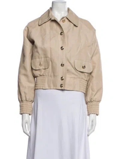 Pre-owned Maje Linen Bomber Jacket In Neutrals