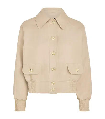 Maje Linen-cotton Jacket In Neutral