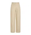 Maje Linen-cotton Straight Trousers In Neutral