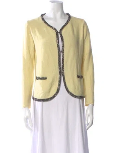 Pre-owned Maje Linen Crew Neck Sweater In Yellow