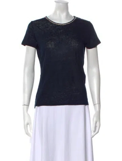 Pre-owned Maje Linen Crew Neck T-shirt In Black