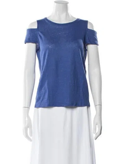 Pre-owned Maje Linen Crew Neck T-shirt In Blue