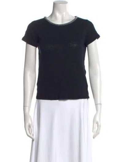 Pre-owned Maje Linen Crew Neck T-shirt In Blue