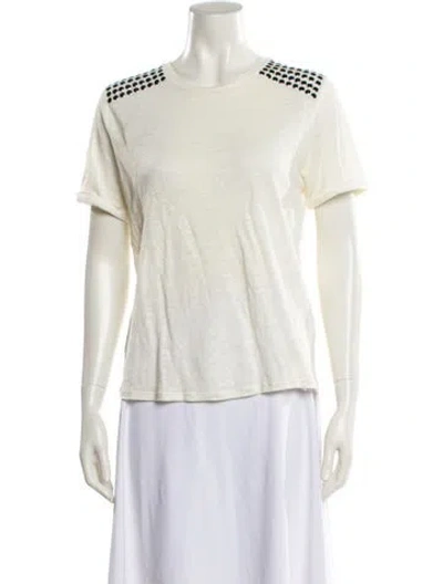 Pre-owned Maje Linen Crew Neck T-shirt In Neutral