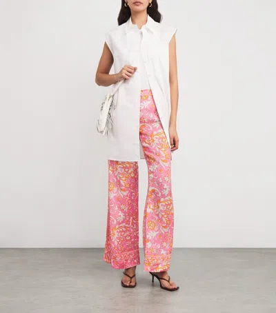Maje Linen Floral Wide-leg Trousers