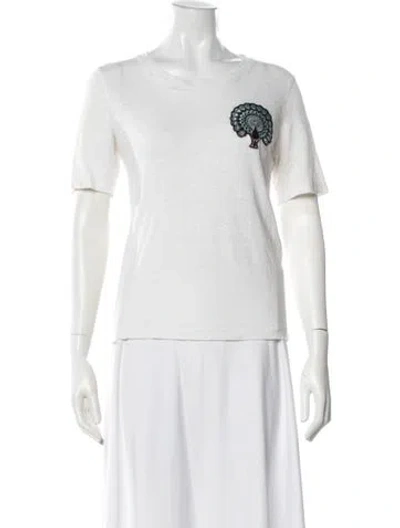 Pre-owned Maje Linen Graphic Print T-shirt In White
