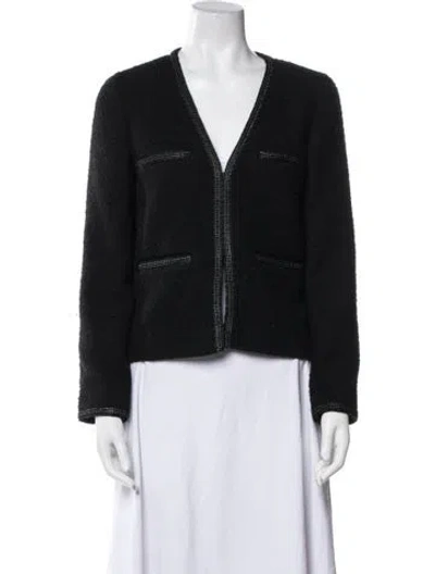 Pre-owned Maje Linen Jacket In Black