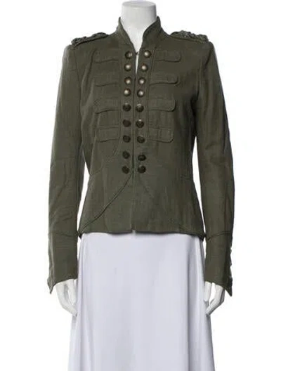 Pre-owned Maje Linen Jacket In Green