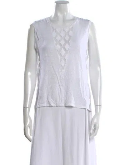 Pre-owned Maje Linen Lace Pattern Top In White