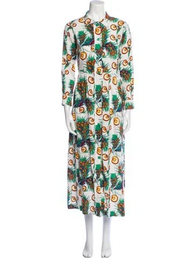 Pre-owned Maje Linen Long Dress In Multi