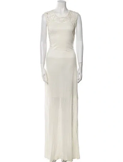 Pre-owned Maje Linen Long Dress In Neutral