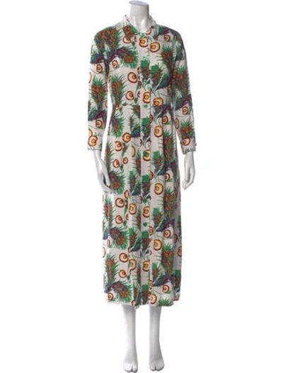 Pre-owned Maje Linen Long Dress In White