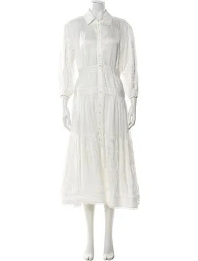 Pre-owned Maje Linen Long Dress In White