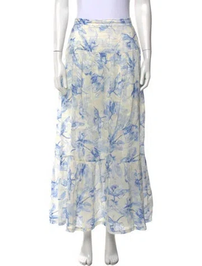 Pre-owned Maje Linen Long Skirt In Blue