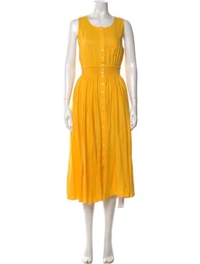 Pre-owned Maje Linen Midi Length Dress In Yellow