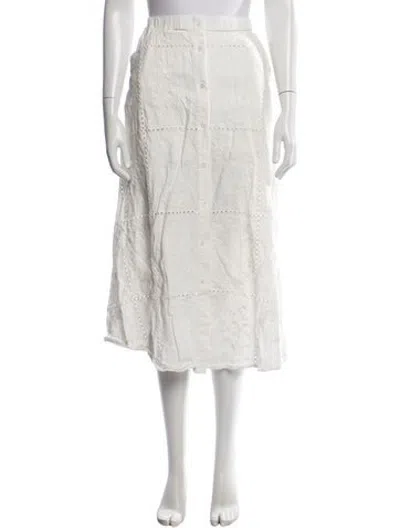 Pre-owned Maje Linen Midi Length Skirt In White