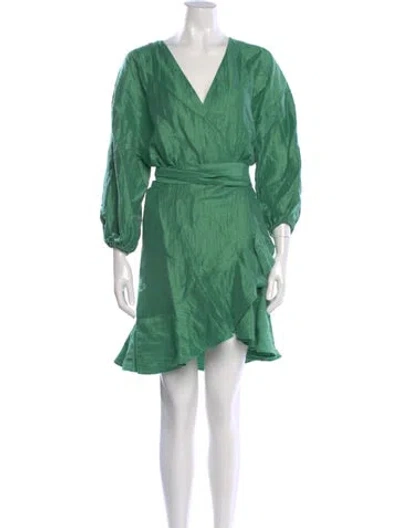 Pre-owned Maje Linen Mini Dress In Green