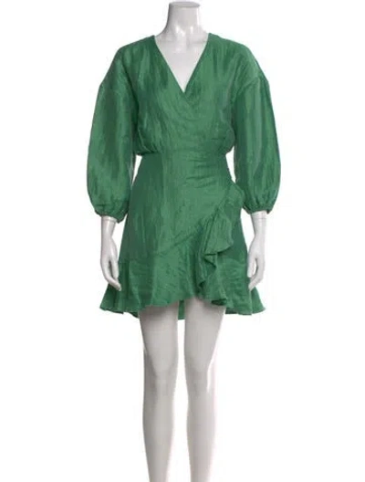 Pre-owned Maje Linen Mini Dress In Green