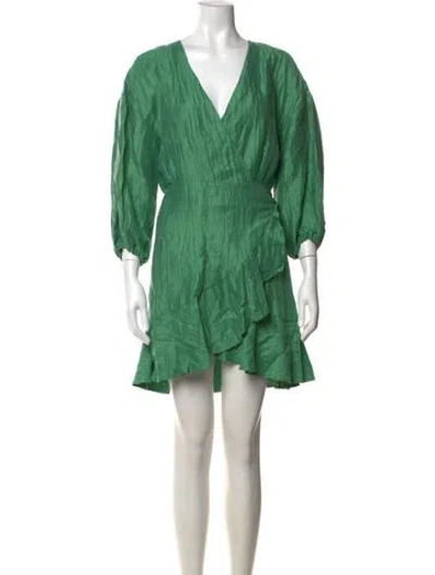 Pre-owned Maje Linen Mini Dress In Green