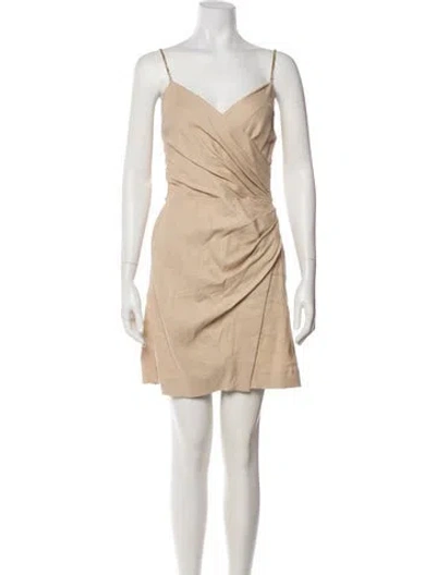Pre-owned Maje Linen Mini Dress In Neutral