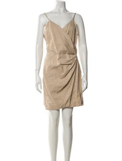 Pre-owned Maje Linen Mini Dress In Neutral