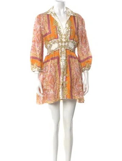 Pre-owned Maje Linen Mini Dress In Orange