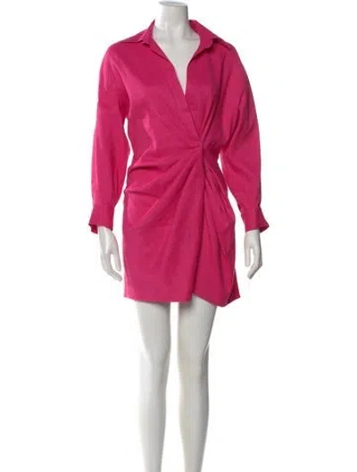 Pre-owned Maje Linen Mini Dress In Pink