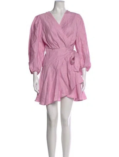 Pre-owned Maje Linen Mini Dress In Pink