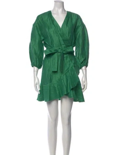 Pre-owned Maje Linen Mini Dress W/ Tags In Green