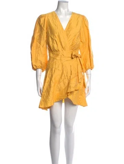Pre-owned Maje Linen Mini Dress W/ Tags In Yellow